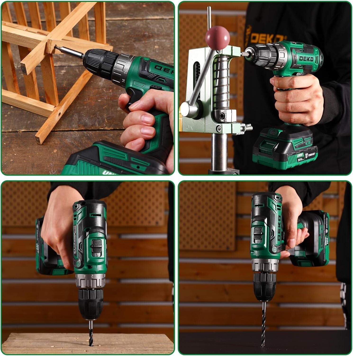 Versatile DEKO PRO 20V Electric Power Drill with Bits and Magnetic Holder