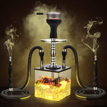 Load image into Gallery viewer, Stylish 2-Hose Hookah Set with Heat Management &amp; Multicolor LED - Easy to Clean