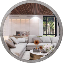 Load image into Gallery viewer, Versatile 35" Beveled Round Mirror - Antique Style for Entryway &amp; Living Room