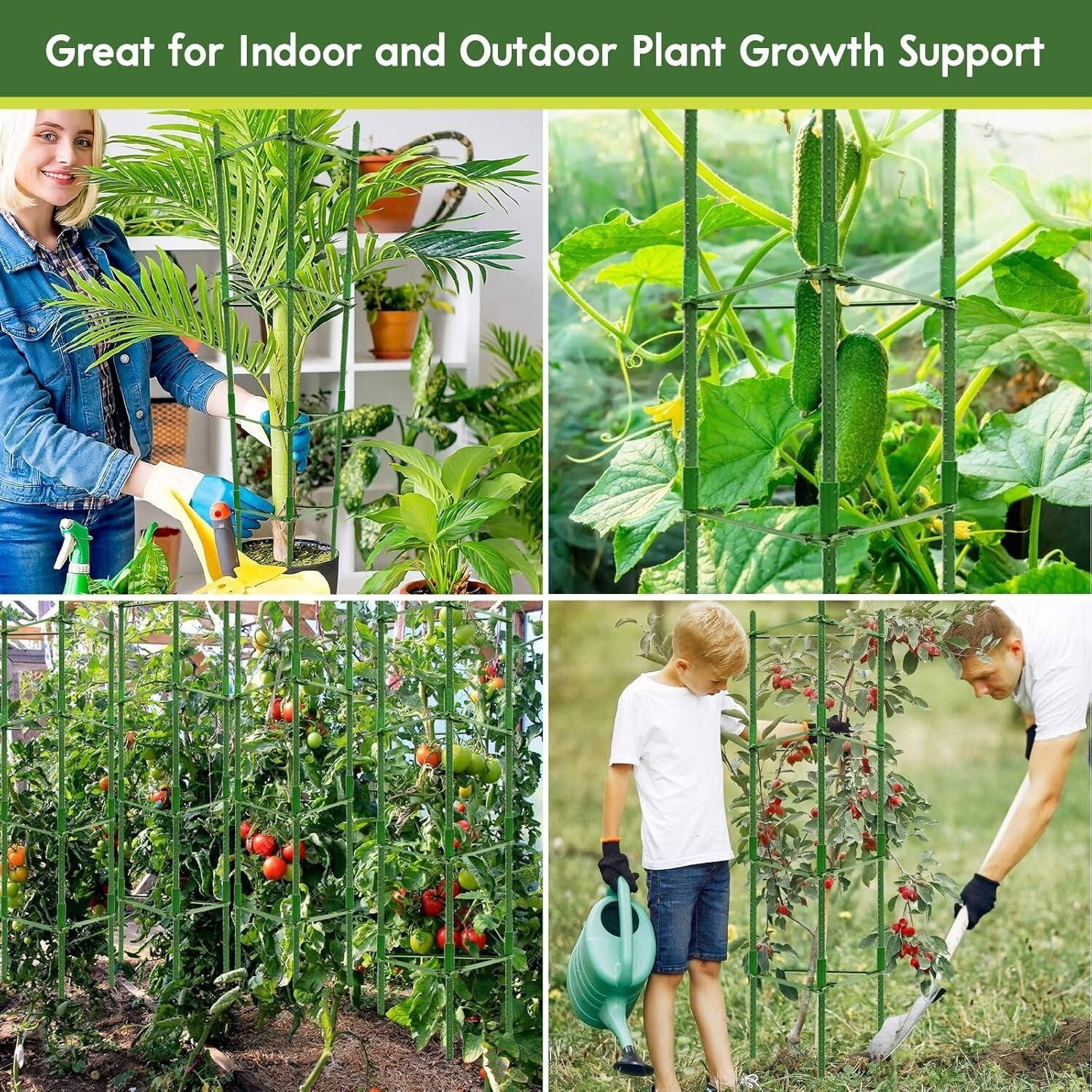 Versatile Garden Tomato Cages - Heavy-Duty 6 Pack for Customizable Plant Support