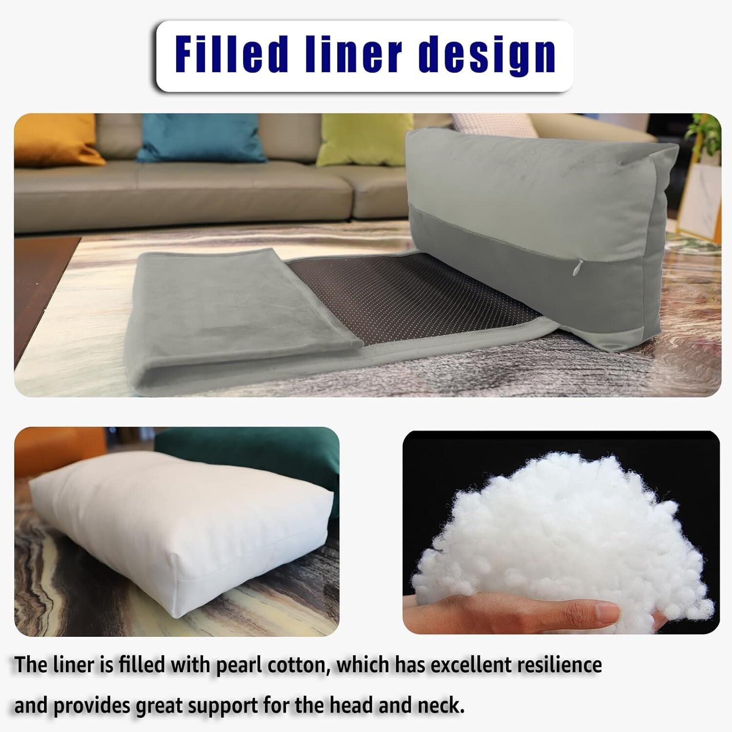 Light Gray Recliner Head Pillow for Neck Pain Relief - Extra Soft & Portable