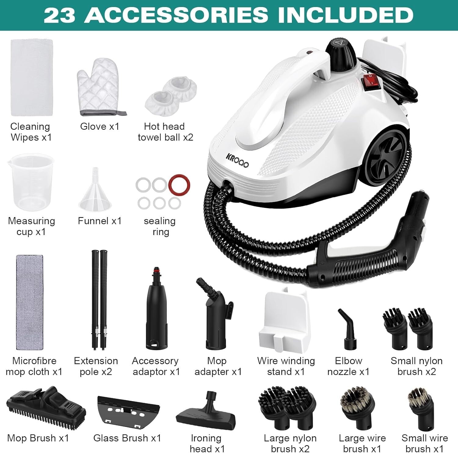 Versatile Steam Cleaner for Floors, Grout & Upholstery - 23 Attachments Included