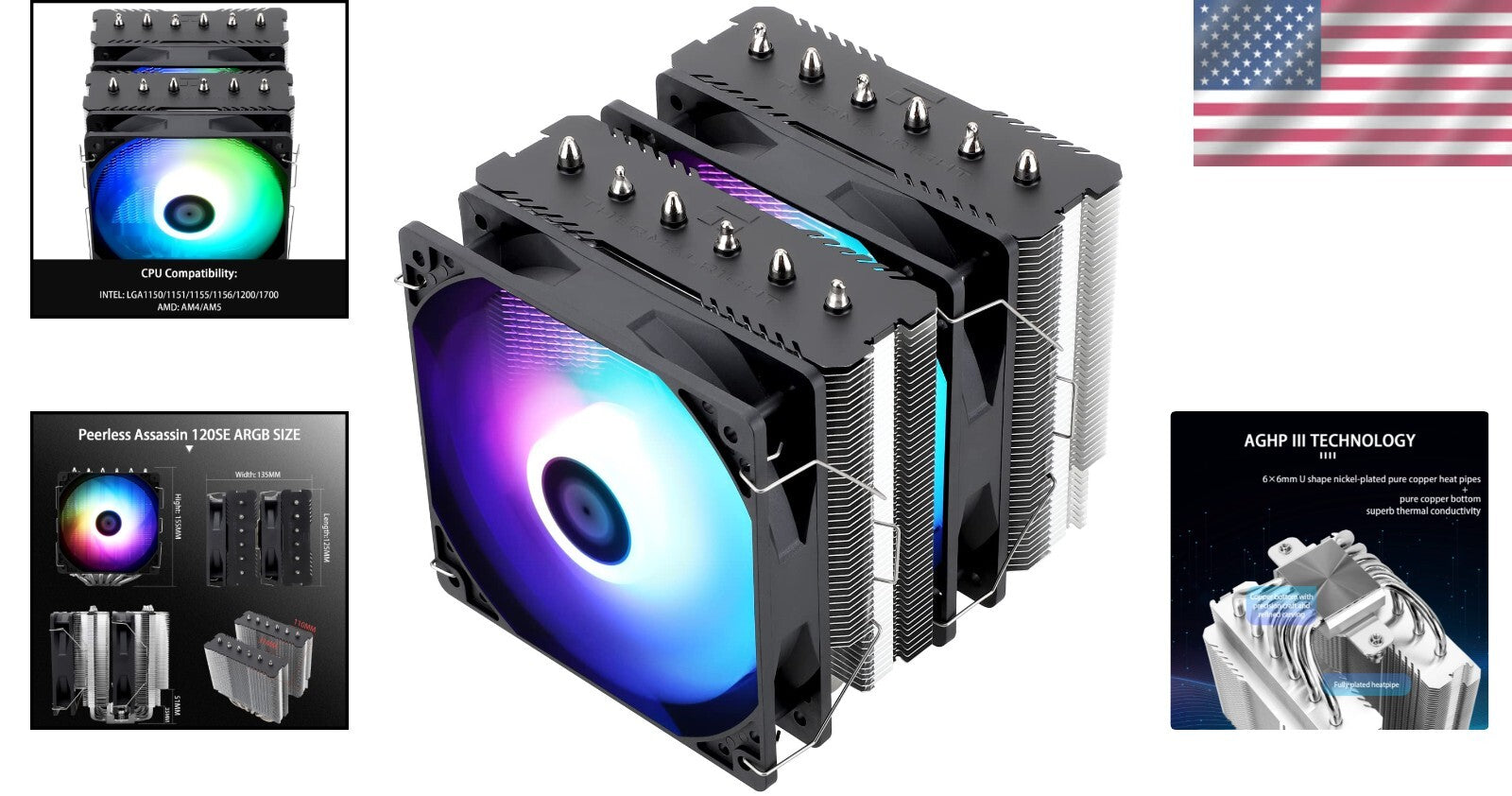 Efficient 6 Heat Pipe ARGB Air Cooler for AMD & Intel - Peerless Assassin 120 SE