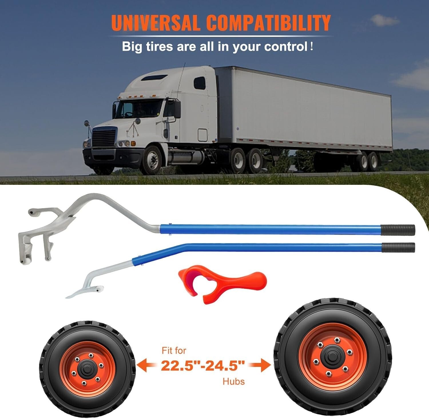 Durable Tubeless Tire Changing Tool with Easy One-Person Operation - 22.5"-24.5"