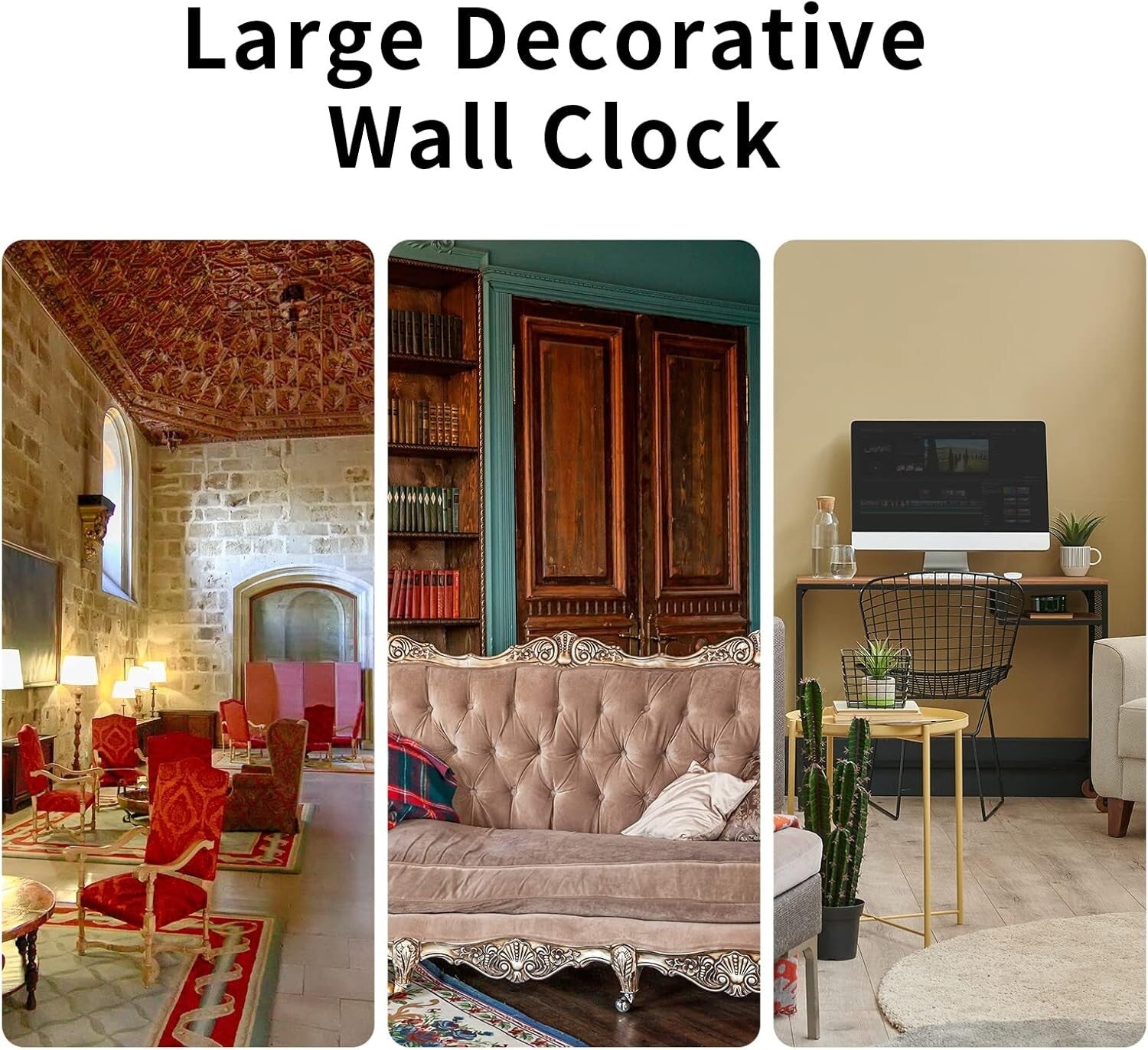 Elegant 16" Battery-Operated Wall Clock - Rustic Decor for Living Room & Office