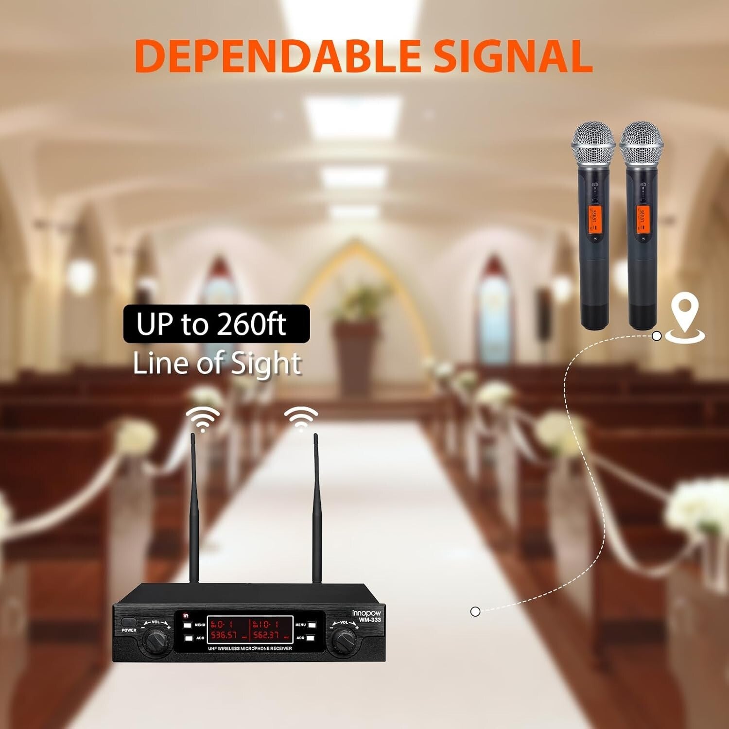 Long-Range 200-240Ft Wireless Mic System - Ideal for Karaoke andChurch Events