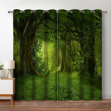 Load image into Gallery viewer, Forest Green Tree Blackout Curtains for Bedroom &amp; Living Room - 2 Panels 52"x84"