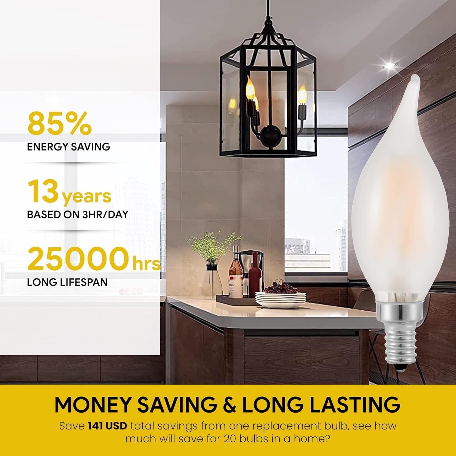 Dimmable 4W E12 Frosted LED Bulbs - 40W Equivalent, Ideal for Home Ambiance