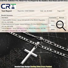Load image into Gallery viewer, 925 Sterling Silver Cross Necklace with Durable Figaro Chain - Gift Box Included