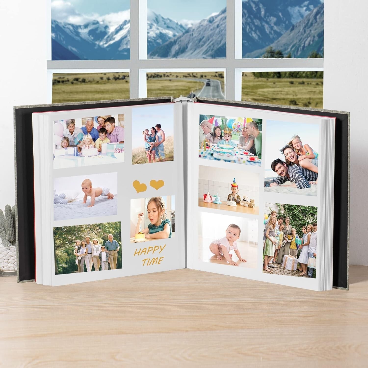 Elegant Linen Scrapbook Album - 4x6, 5x7, 8.5x11 Photos & 120 Sticky Pages