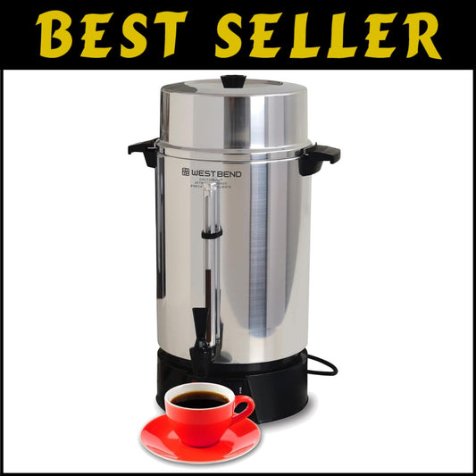 Elegant 100-Cup Coffee Urn with Removable Filter & Cool-Touch Handles for Safety
