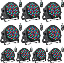 Load image into Gallery viewer, Vibrant 10 Pack 36W RGB LED Par Can Lights for DJ Party &amp; Event Decoration