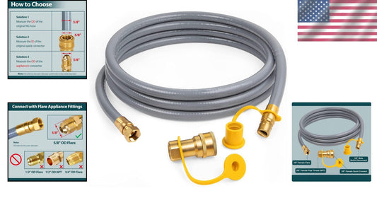 12ft 3/8'' ID Natural Gas Hose with Quick Connect for Grills & Heaters