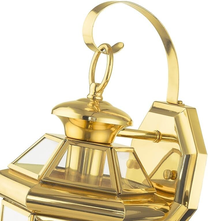 Handcrafted Solid Brass Wall Sconce with Clear Glass Shade for Outdoor Elegance