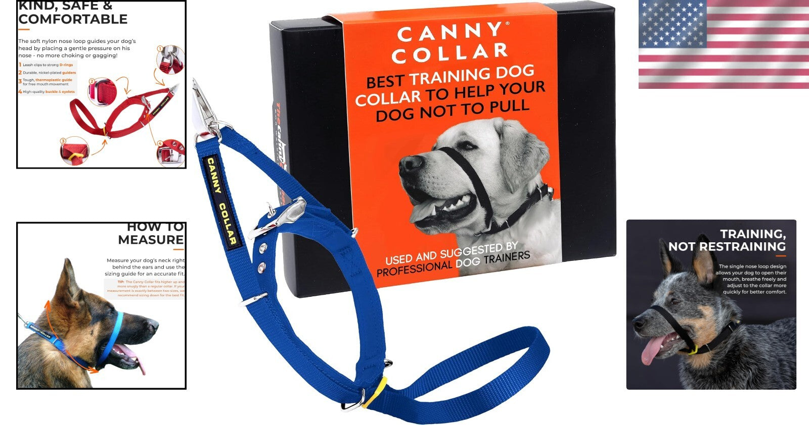 No-Pull Dog Collar for Stress-Free Walking - Gentle Head Collar in Blue, Size 2
