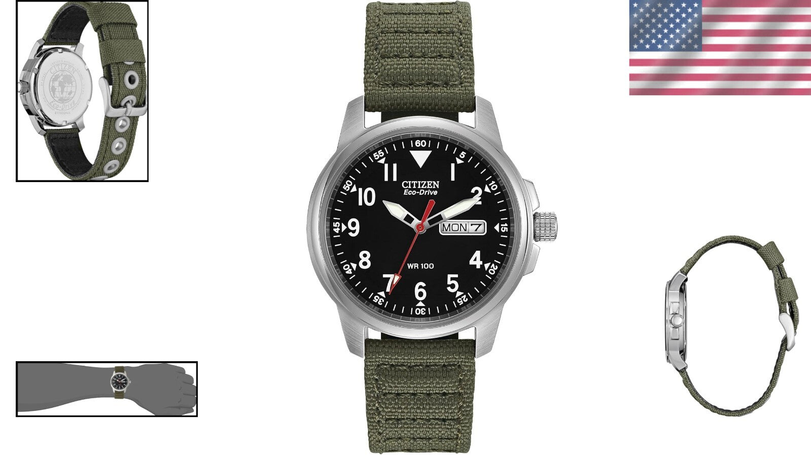 Men's Eco-Drive Weekender Watch - Rugged Stainless Steel & Olive Nylon Combo