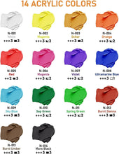 Load image into Gallery viewer, Artistic 14 Color Acrylic Paint Set – Smooth Texture, Perfect for Kids &amp; Adults