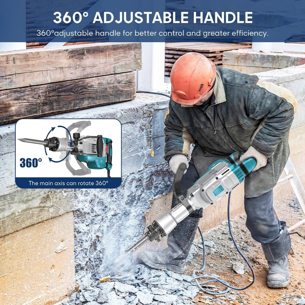 Portable SDS-Hex Jack Hammer 1700W with Chisels & Roll Case for Efficiency
