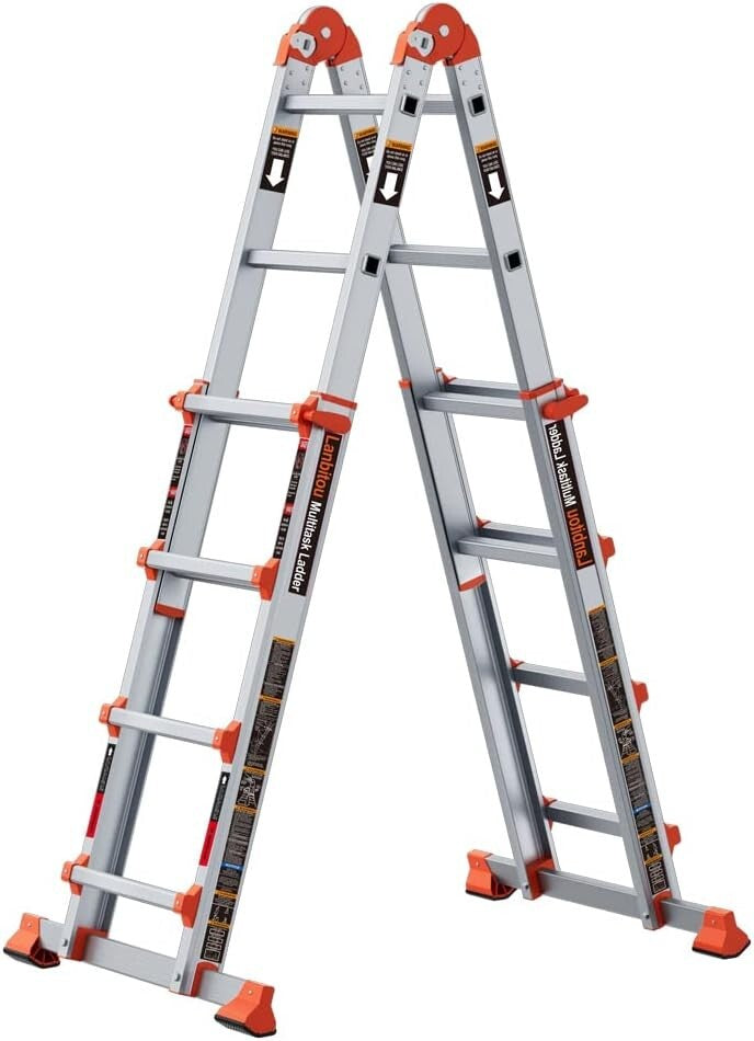 Secure 4-Step Multi-Position Ladder with Anti-Slip Bars - Home & Outdoor Use