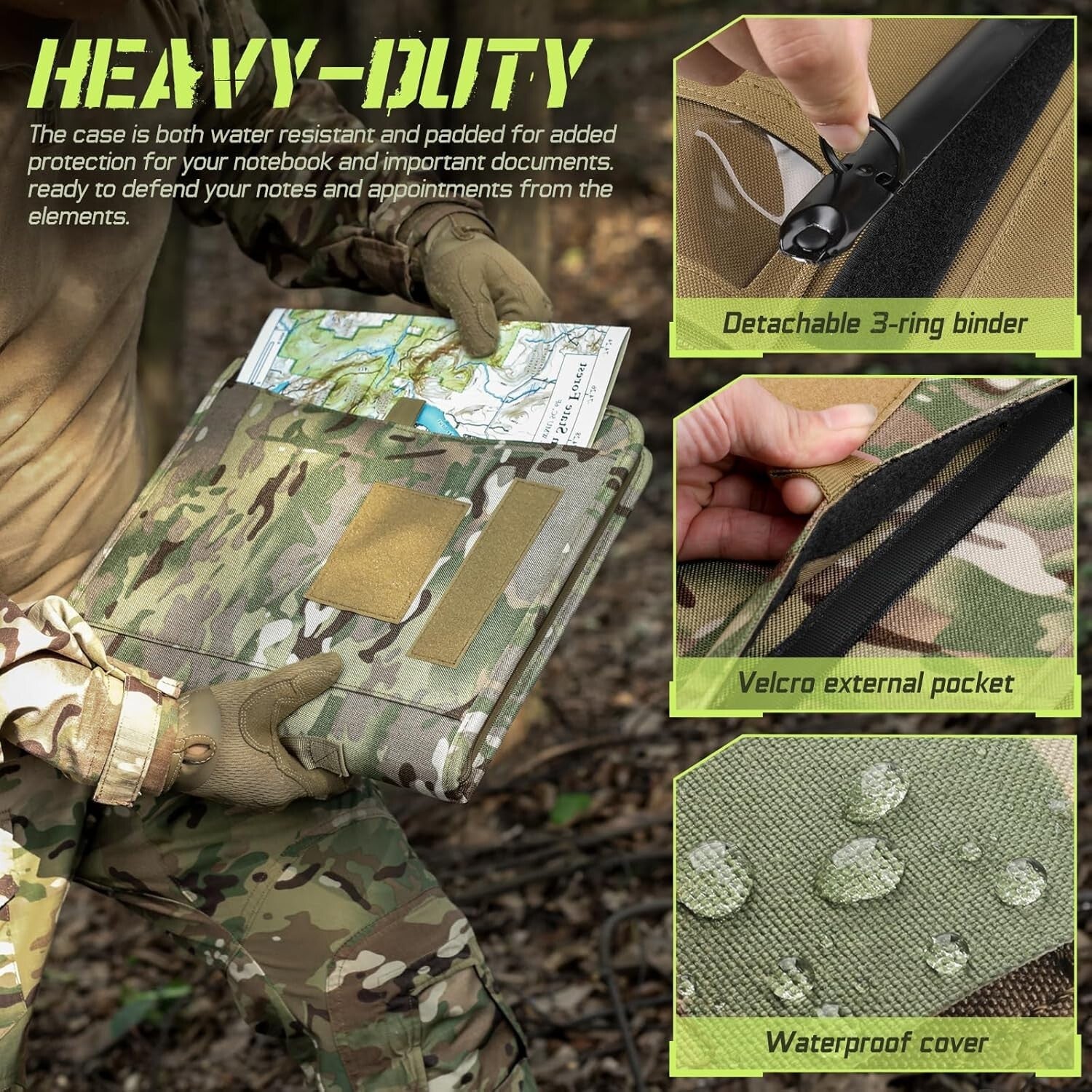 Versatile Tactical Notebook with Zipper Closure - Ideal for Outdoor Adventures