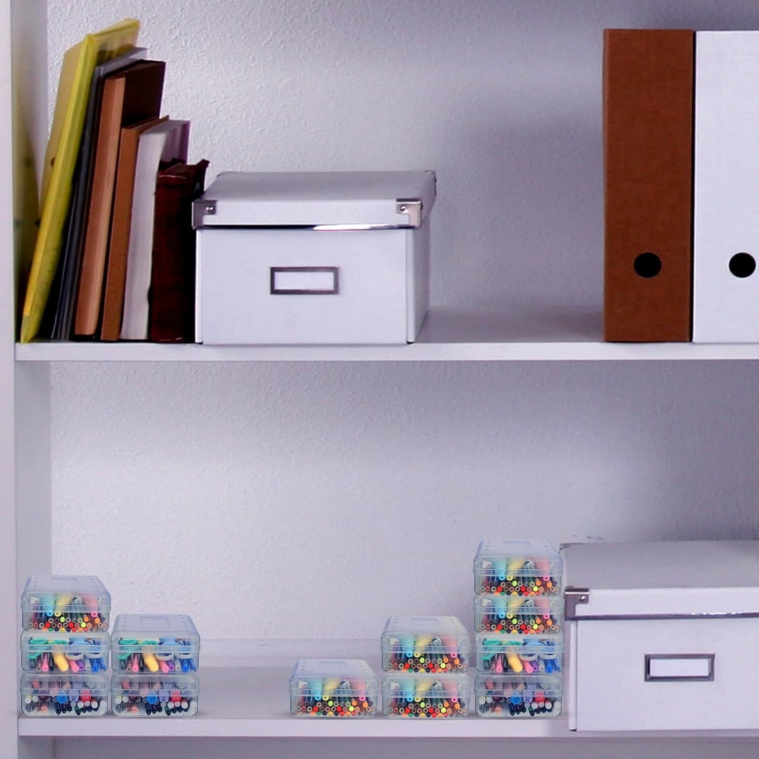 12 Pack Clear Plastic Storage Boxes with Snap Closure - Large Capacity Organizer