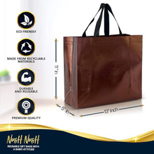 Load image into Gallery viewer, Large Reusable Gift Bags (Set of 60) - Shiny Brown Metallic Finish for Gifting