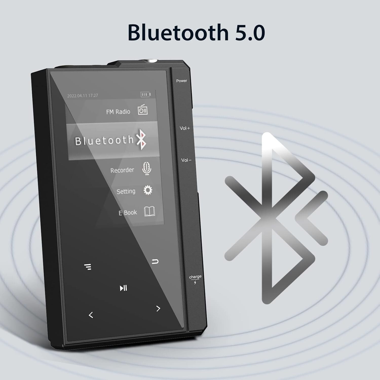 Bluetooth 5.0 MP3 Player, 32GB with Expandable Memory and Long Battery Life