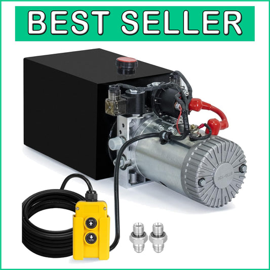 12V Electric Hydraulic Pump - 4 Quart Double-Acting Power Unit for Dump Trucks