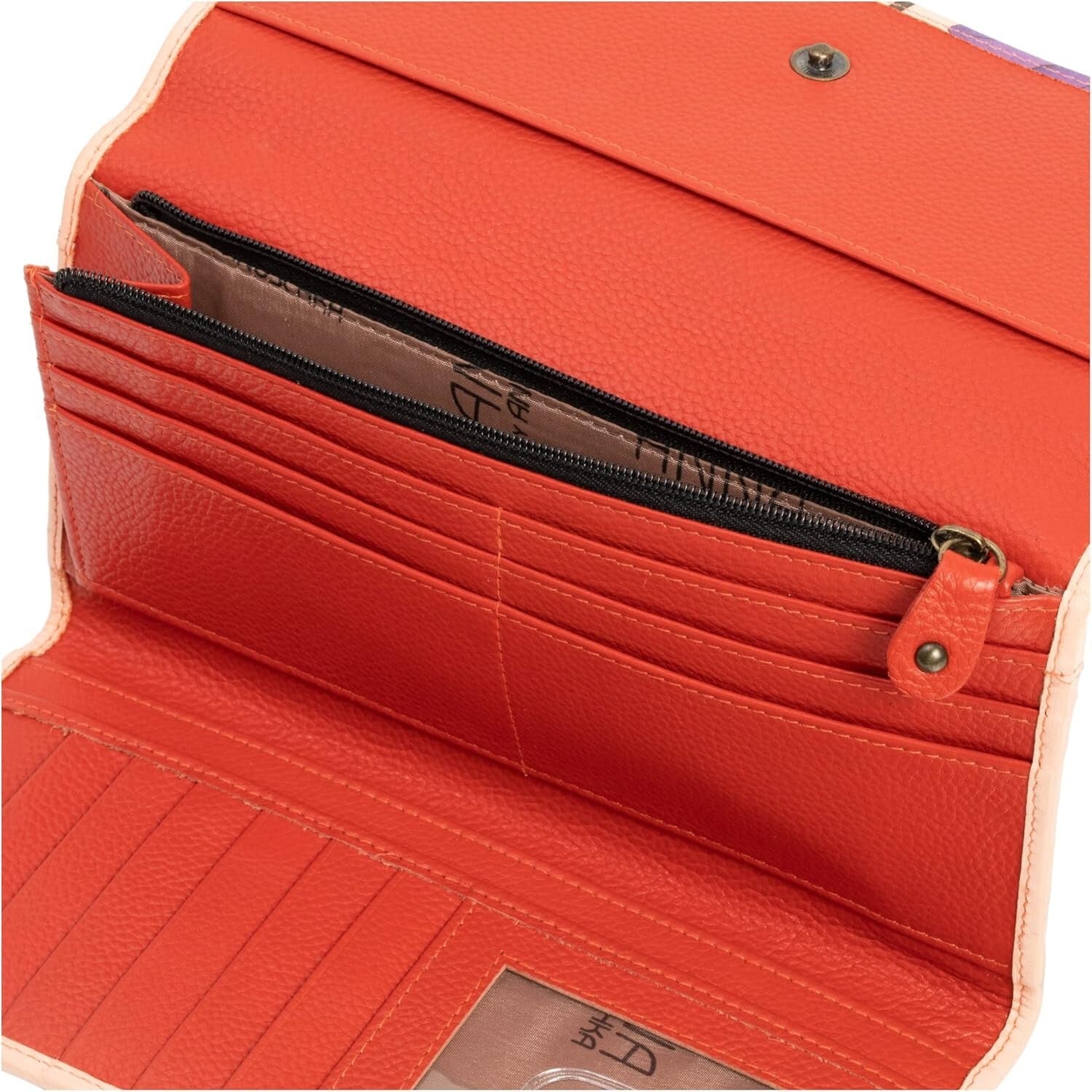 Stylish Hand-Painted Leather Wallet: 7.5” with Magnetic Closure and Coin Pocket