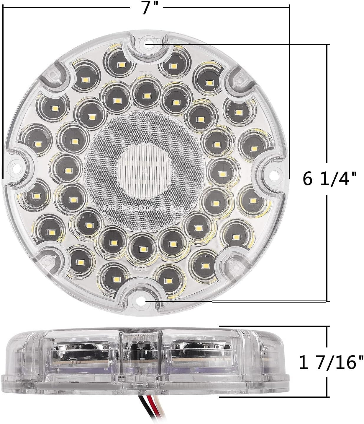Bright 7-Inch Round LED Back-Up Lights - 36 LEDs with Reflex Lens for Vehicles