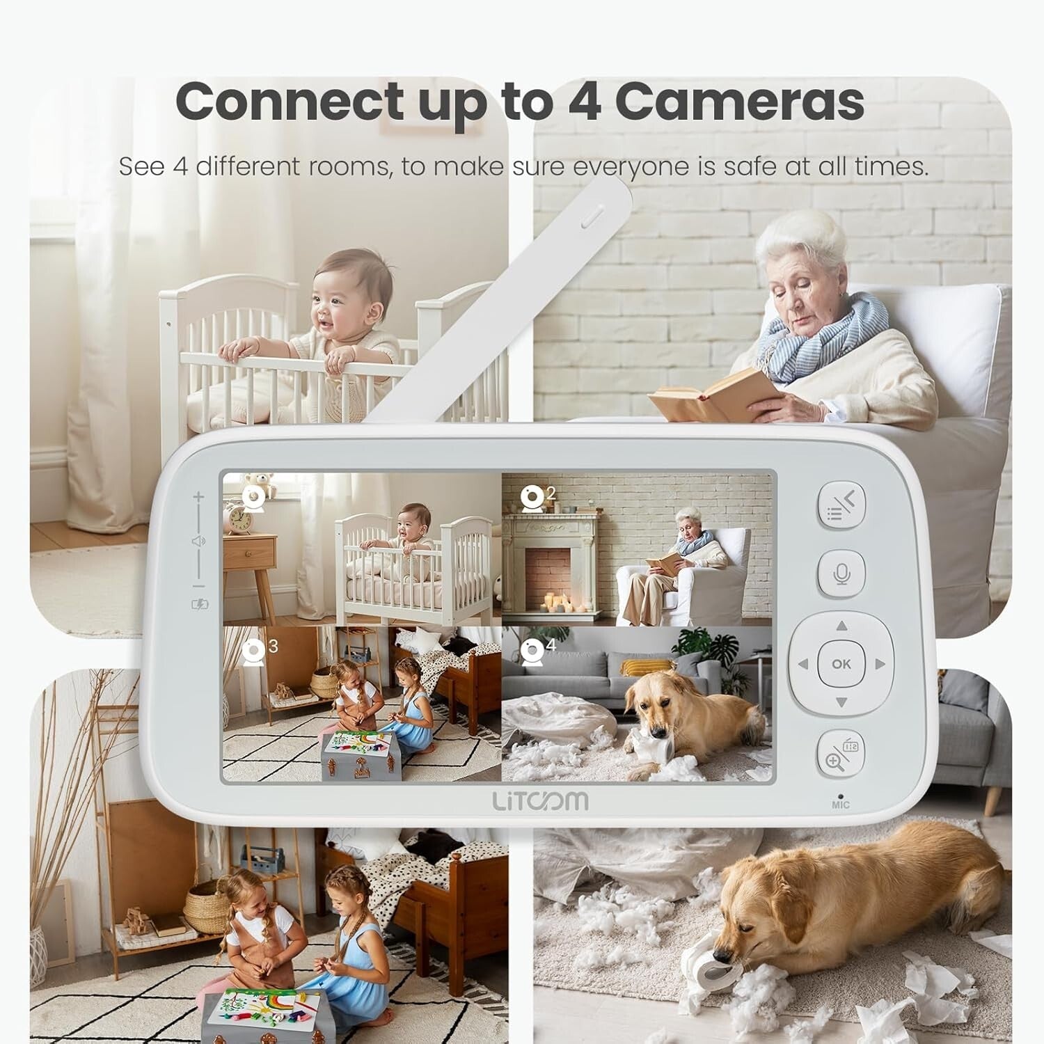 5-Inch Night Vision Baby Monitor with Dual Cameras & 2-Way Audio Capability