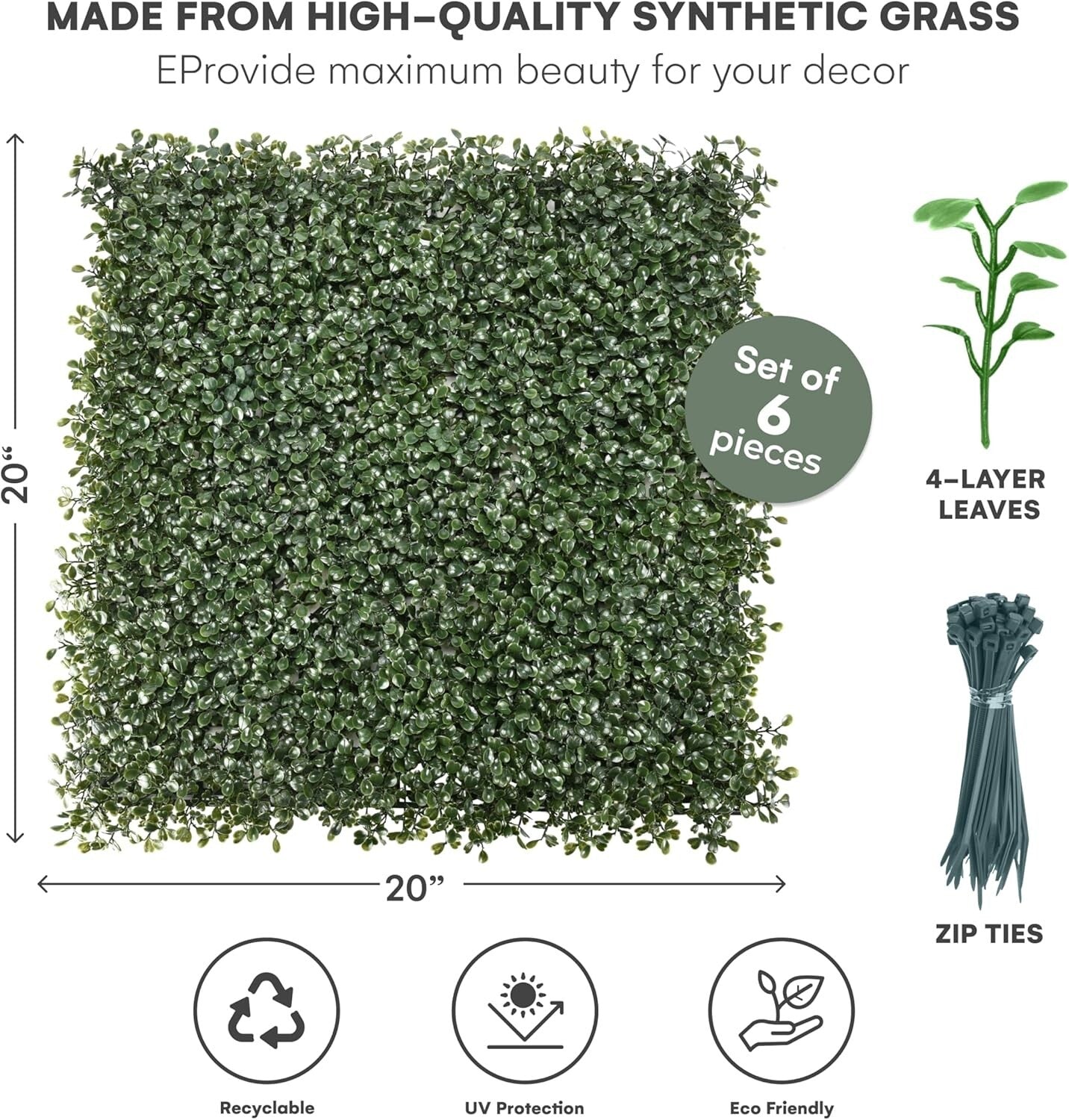 Durable Greenery Backdrop Panels 20"x20" - Perfect for Events & Home Decoration