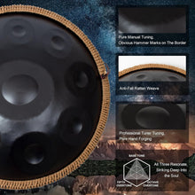 Load image into Gallery viewer, Portable 22" Black Hand Pan Drum Set - Ideal for Outdoor Performances &amp; Healing