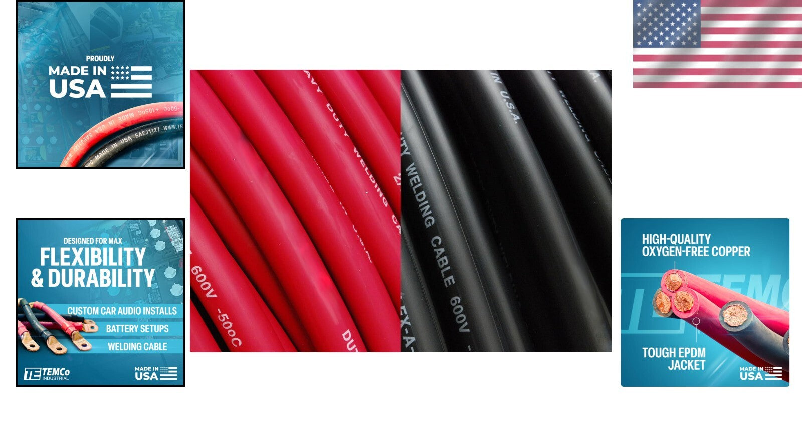 Versatile 4/0 AWG Copper Welding & Battery Cable: 10FT Red and 20FT Black