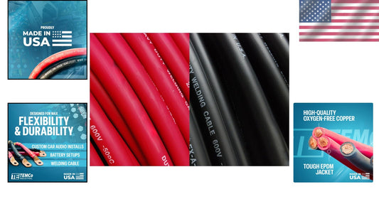Versatile 4/0 AWG Copper Welding & Battery Cable: 10FT Red and 20FT Black