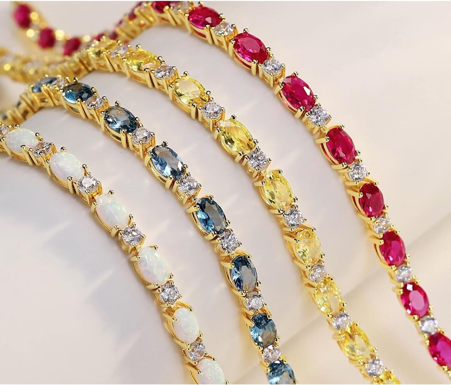 Elegant 14K Gold Plated Birthstone Bracelet - 7 Inch Sterling Silver Beauty