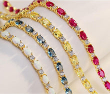 Load image into Gallery viewer, Elegant 14K Gold Plated Birthstone Bracelet - 7 Inch Sterling Silver Beauty