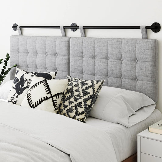 Stylish King Size Wall-Mounted Headboard - Remi Tufted Grey & Black Design