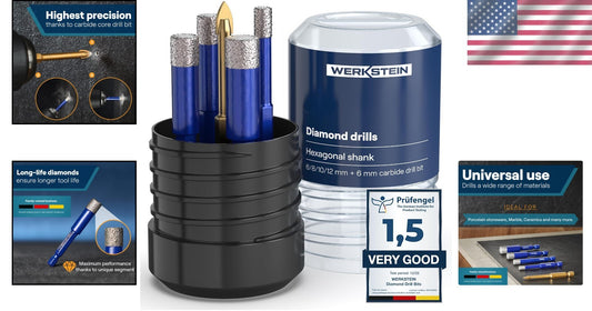 Complete 5-Piece Diamond Drill Bit Set: Perfect for Glass, Ceramics & Porcelain