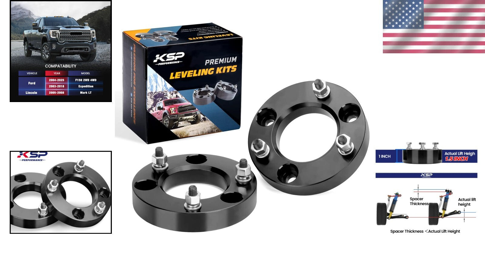 Durable KSP 1.5" Lift Kit with 12.9 Grade Bolts - Perfect for Truck Upgrades