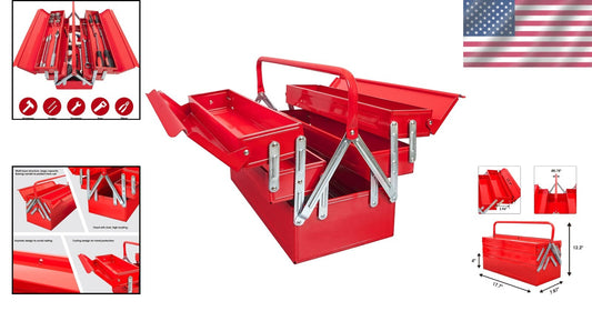 Durable 18-Inch Cantilever Toolbox - Locking Steel Organizer for DIY Projects