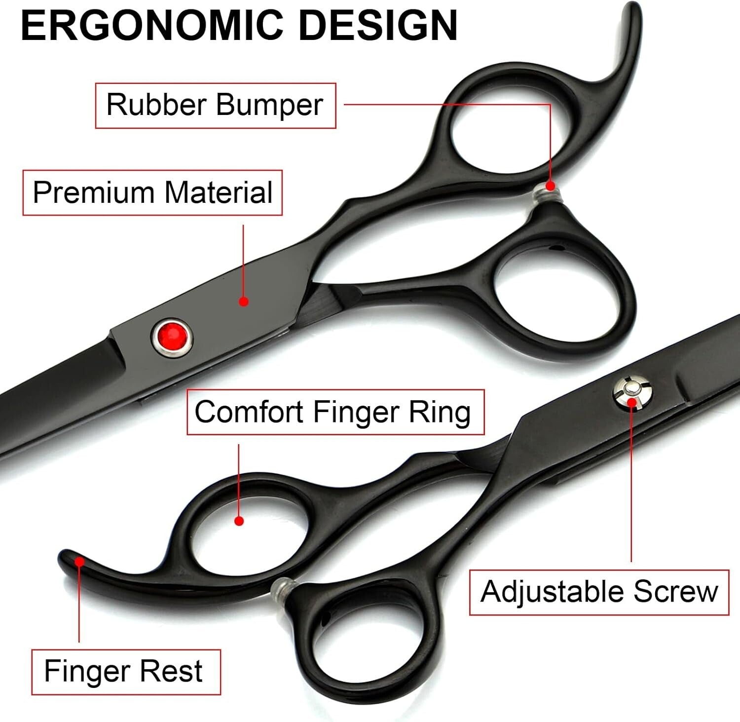 Ergonomic 6-in-1 Pet Grooming Scissors Kit - Precision Cutting for Dogs & Cats