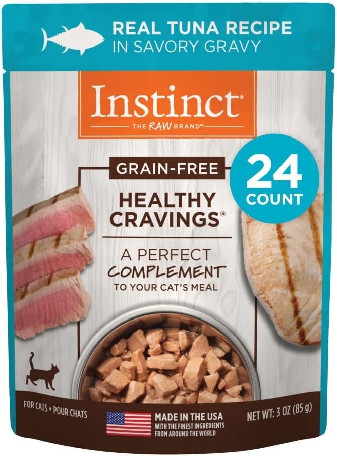 Healthy Cravings Wet Cat Food Topper - Grain-Free Tuna in Savory Gravy, 24 Packs