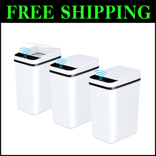 Sleek Touchless Trash Can 2.2 Gallon - Quiet, Leakproof & Stylish 3 Pack