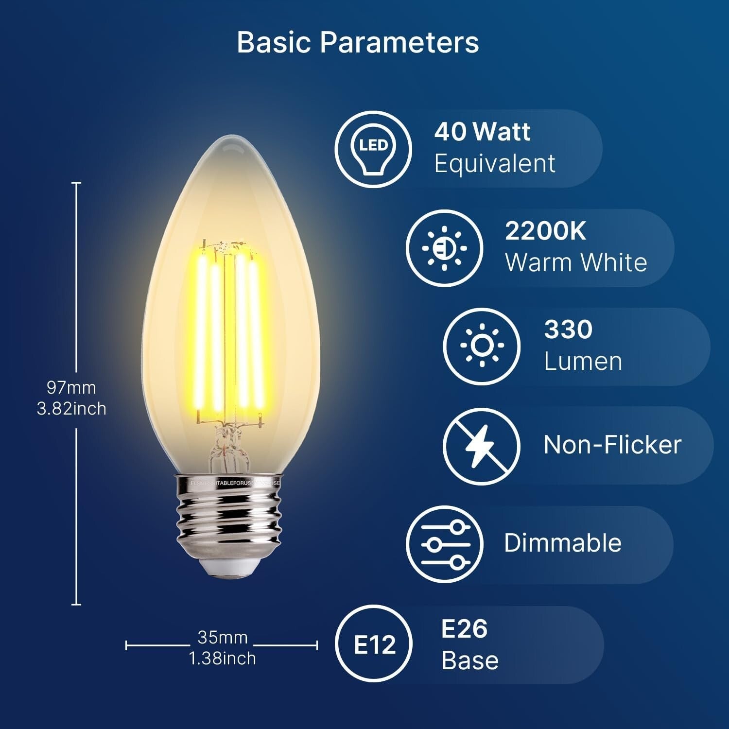 Versatile 40W Equivalent Dimmable Amber LED Bulbs for Stunning Indoor Spaces