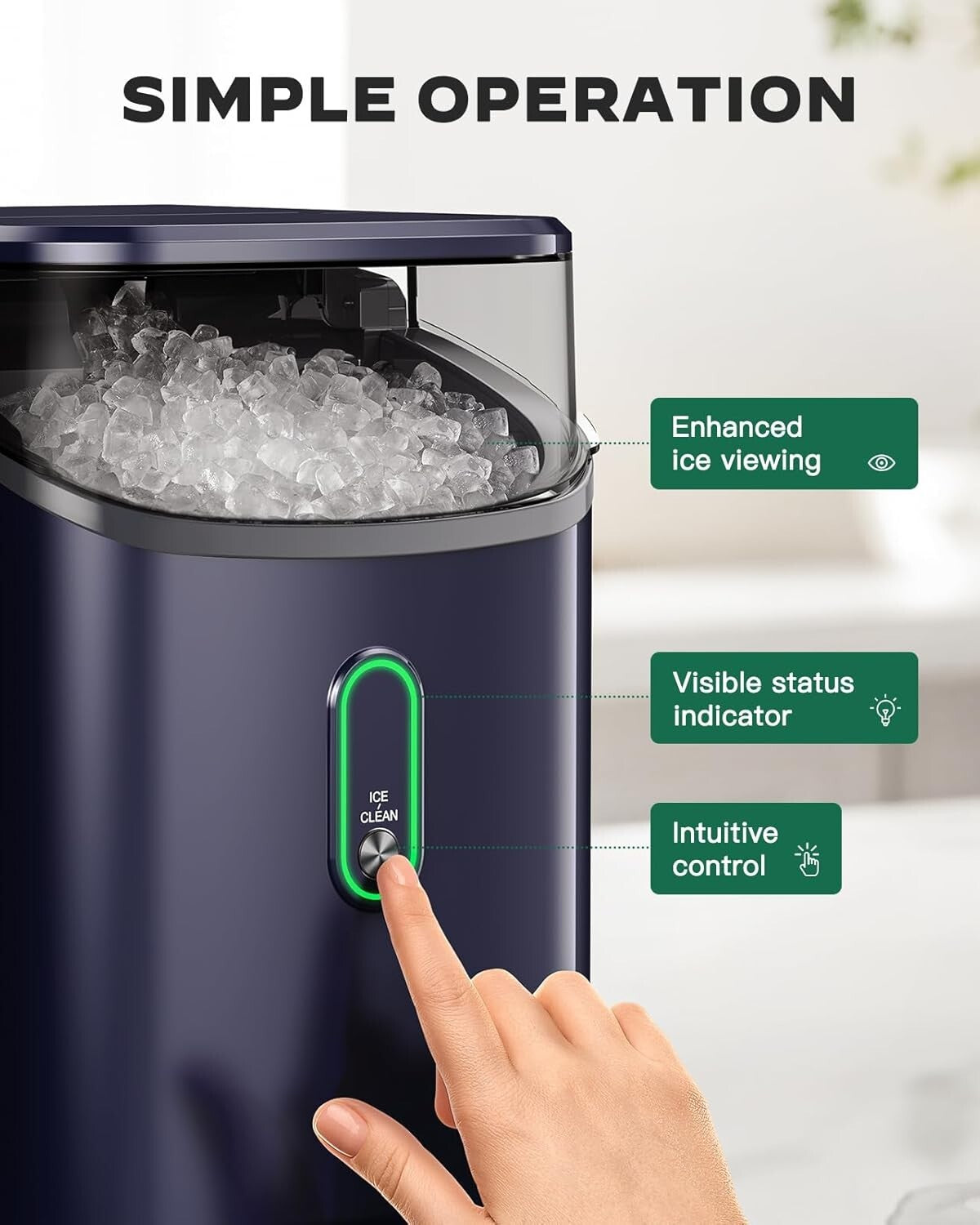Compact Nugget Ice Maker - 33 lbs/24H, Perfect for Parties & Refreshing Drinks