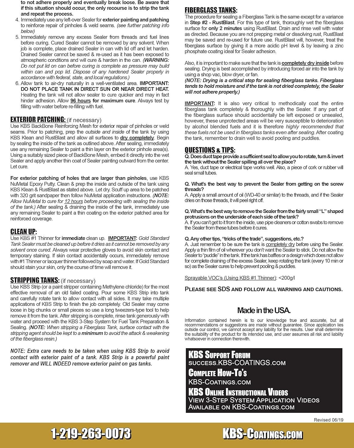 Flexible 25 Gallon Fuel Tank Sealer Kit - Complete Rust Prevention Solution