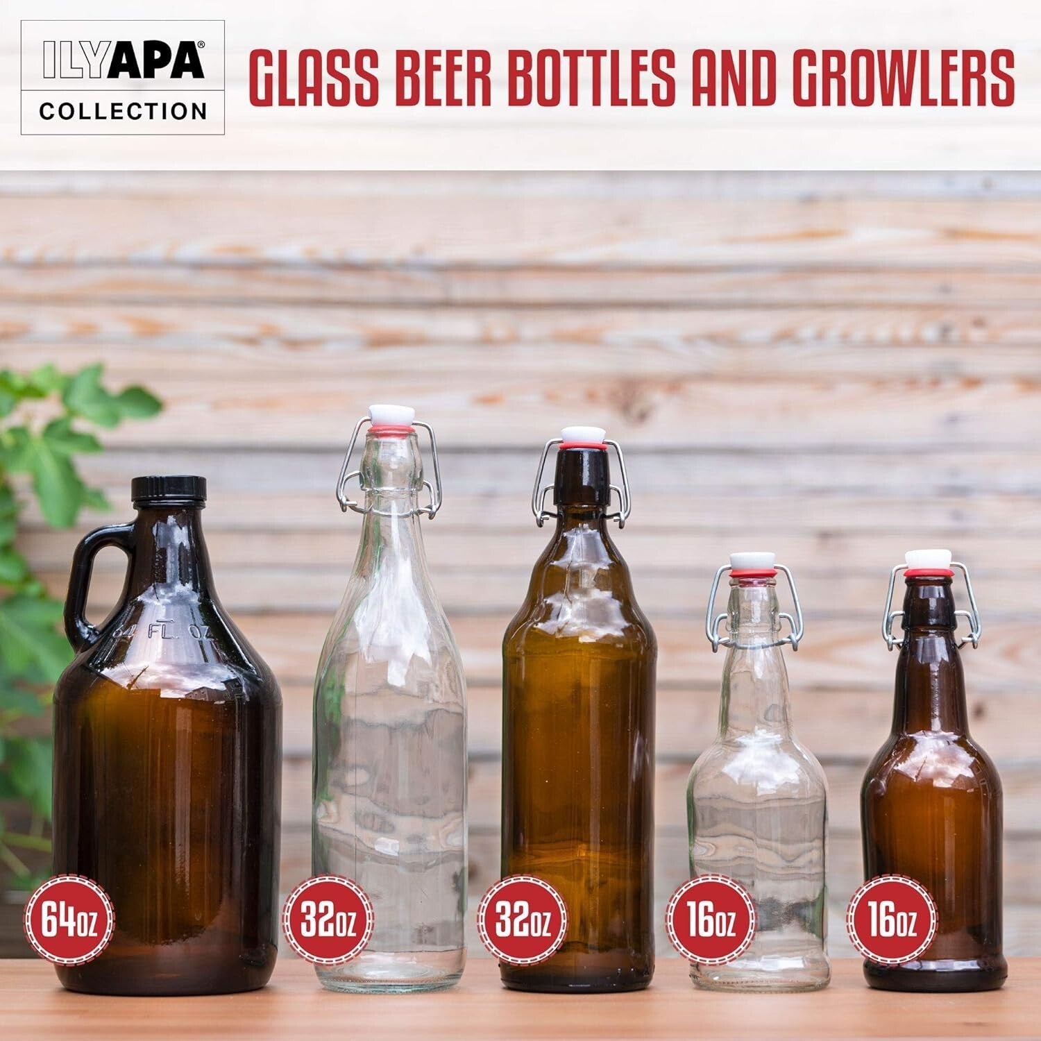 Heavy-Duty 16 oz Clear Swing Top Glass Bottles - Ideal for DIY Brewing Projects