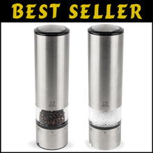 Load image into Gallery viewer, Stainless Steel Electric Pepper and Salt Mills with Adjustable Grind &amp; LED Light
