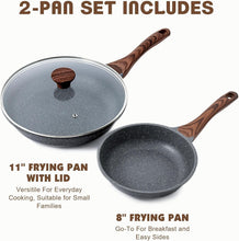 Load image into Gallery viewer, Induction Compatible Granite Nonstick Skillets - Chef's Frying Pan Set, 8" &amp; 11"